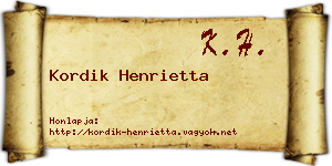 Kordik Henrietta névjegykártya